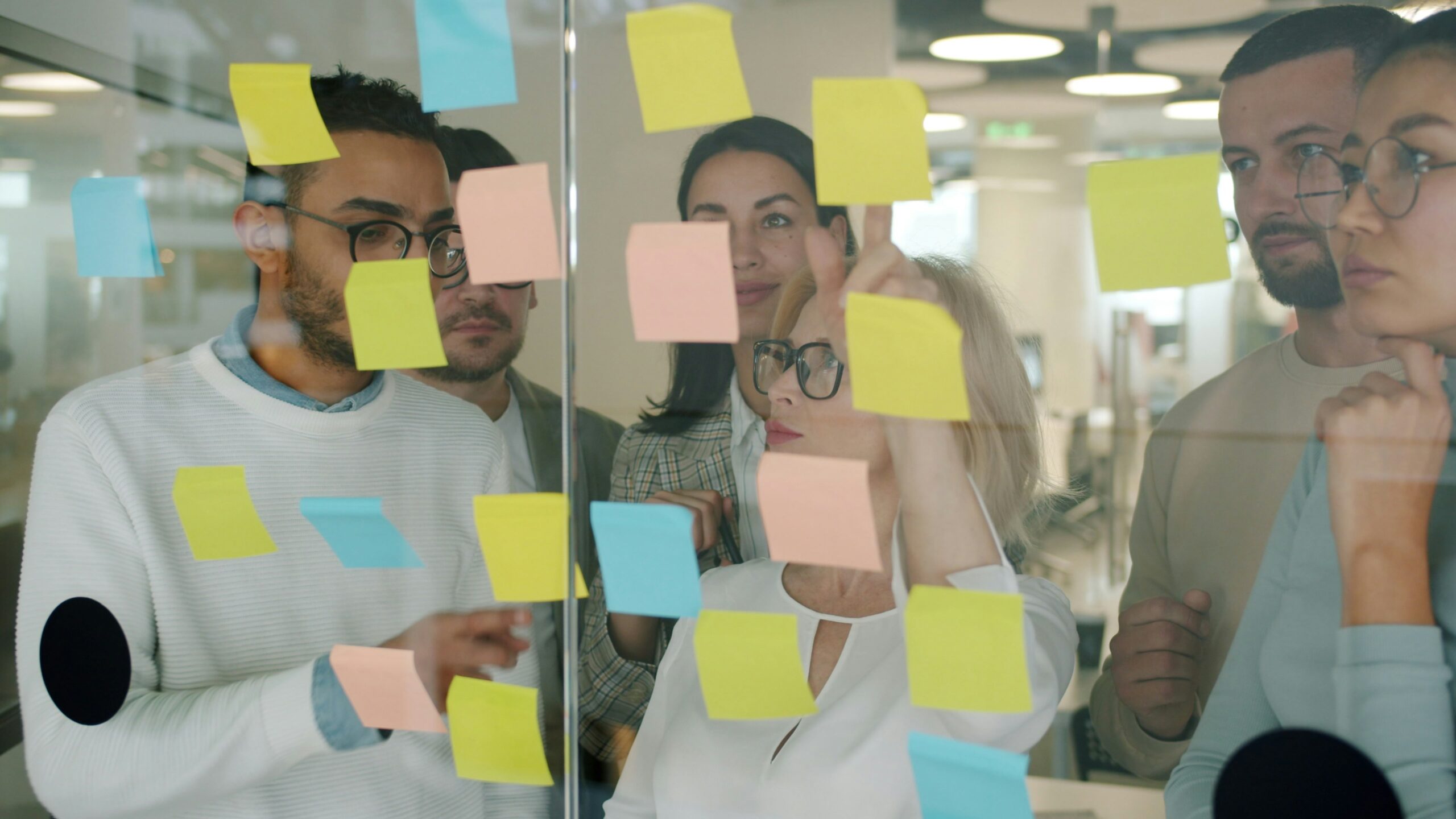 Team planning with sticky notes